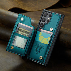 Handyhülle Hülle Luxus Leder Schutzhülle C02S für Samsung Galaxy S24 Ultra 5G Blau