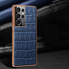 Handyhülle Hülle Luxus Leder Schutzhülle C09 für Samsung Galaxy S22 Ultra 5G Blau