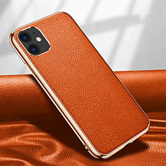Handyhülle Hülle Luxus Leder Schutzhülle für Apple iPhone 12 Orange