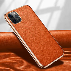 Handyhülle Hülle Luxus Leder Schutzhülle für Apple iPhone 12 Pro Orange