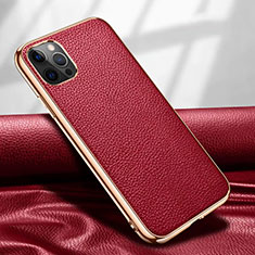 Handyhülle Hülle Luxus Leder Schutzhülle für Apple iPhone 12 Pro Rot