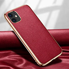 Handyhülle Hülle Luxus Leder Schutzhülle für Apple iPhone 12 Rot