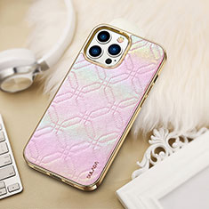 Handyhülle Hülle Luxus Leder Schutzhülle LD4 für Apple iPhone 14 Pro Rosa
