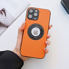 Handyhülle Hülle Luxus Leder Schutzhülle mit Mag-Safe Magnetic Magnetisch für Apple iPhone 13 Pro Max Orange