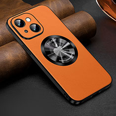 Handyhülle Hülle Luxus Leder Schutzhülle mit Mag-Safe Magnetic Magnetisch LD2 für Apple iPhone 13 Orange