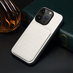 Handyhülle Hülle Luxus Leder Schutzhülle MT5 für Apple iPhone 14 Pro Weiß
