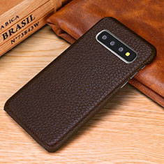Handyhülle Hülle Luxus Leder Schutzhülle P01 für Samsung Galaxy S10 5G Braun