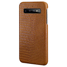 Handyhülle Hülle Luxus Leder Schutzhülle P02 für Samsung Galaxy S10 5G Braun