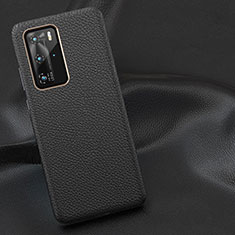 Handyhülle Hülle Luxus Leder Schutzhülle R01 für Huawei P40 Pro Schwarz