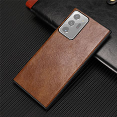 Handyhülle Hülle Luxus Leder Schutzhülle R01 für Samsung Galaxy Note 20 Ultra 5G Braun