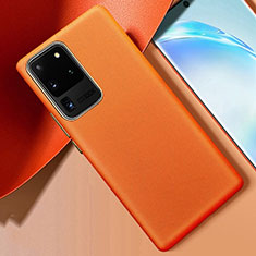 Handyhülle Hülle Luxus Leder Schutzhülle R01 für Samsung Galaxy S20 Ultra 5G Orange