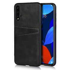 Handyhülle Hülle Luxus Leder Schutzhülle R02 für Huawei Nova 5 Schwarz