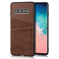 Handyhülle Hülle Luxus Leder Schutzhülle R02 für Samsung Galaxy S10 Braun