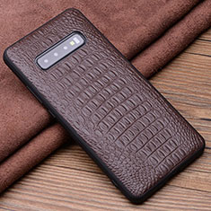 Handyhülle Hülle Luxus Leder Schutzhülle R02 für Samsung Galaxy S10 Plus Braun