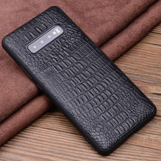 Handyhülle Hülle Luxus Leder Schutzhülle R02 für Samsung Galaxy S10 Plus Schwarz