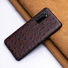 Handyhülle Hülle Luxus Leder Schutzhülle R03 für Samsung Galaxy S20 Braun