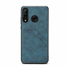 Handyhülle Hülle Luxus Leder Schutzhülle R04 für Huawei P30 Lite Blau