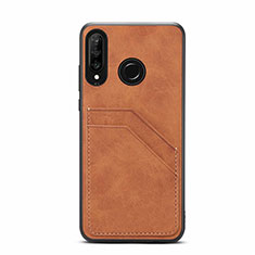 Handyhülle Hülle Luxus Leder Schutzhülle R04 für Huawei P30 Lite New Edition Orange