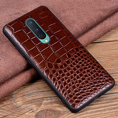 Handyhülle Hülle Luxus Leder Schutzhülle R04 für OnePlus 8 Braun