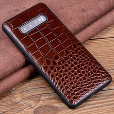Handyhülle Hülle Luxus Leder Schutzhülle R04 für Samsung Galaxy S10 5G Braun