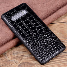 Handyhülle Hülle Luxus Leder Schutzhülle R04 für Samsung Galaxy S10 Schwarz