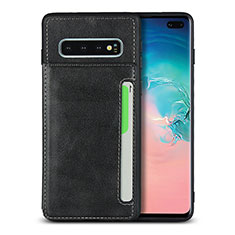 Handyhülle Hülle Luxus Leder Schutzhülle R05 für Samsung Galaxy S10 Plus Schwarz