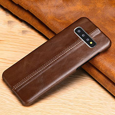 Handyhülle Hülle Luxus Leder Schutzhülle R06 für Samsung Galaxy S10 5G Braun