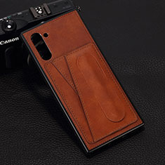Handyhülle Hülle Luxus Leder Schutzhülle R07 für Samsung Galaxy Note 10 Braun