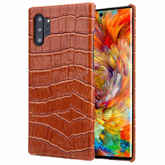 Handyhülle Hülle Luxus Leder Schutzhülle S01 für Samsung Galaxy Note 10 Plus 5G Braun