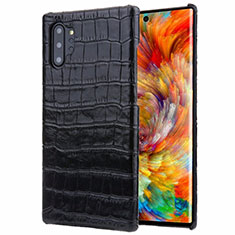 Handyhülle Hülle Luxus Leder Schutzhülle S01 für Samsung Galaxy Note 10 Plus 5G Schwarz