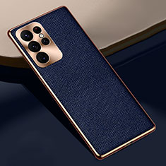 Handyhülle Hülle Luxus Leder Schutzhülle S01 für Samsung Galaxy S22 Ultra 5G Blau