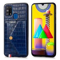 Handyhülle Hülle Luxus Leder Schutzhülle S01D für Samsung Galaxy M21s Blau