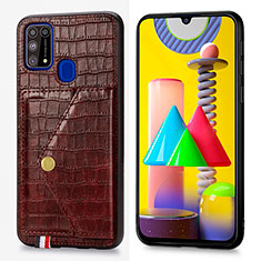 Handyhülle Hülle Luxus Leder Schutzhülle S01D für Samsung Galaxy M21s Braun