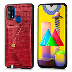 Handyhülle Hülle Luxus Leder Schutzhülle S01D für Samsung Galaxy M21s Rot