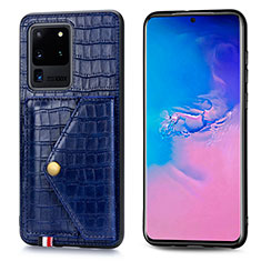 Handyhülle Hülle Luxus Leder Schutzhülle S01D für Samsung Galaxy S20 Ultra 5G Blau