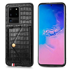 Handyhülle Hülle Luxus Leder Schutzhülle S01D für Samsung Galaxy S20 Ultra 5G Schwarz