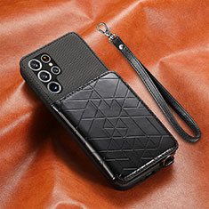 Handyhülle Hülle Luxus Leder Schutzhülle S01D für Samsung Galaxy S22 Ultra 5G Schwarz