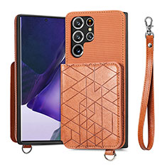Handyhülle Hülle Luxus Leder Schutzhülle S02D für Samsung Galaxy S23 Ultra 5G Braun