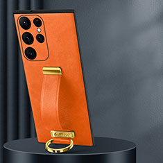 Handyhülle Hülle Luxus Leder Schutzhülle S05 für Samsung Galaxy S22 Ultra 5G Orange