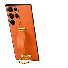Handyhülle Hülle Luxus Leder Schutzhülle S06 für Samsung Galaxy S22 Ultra 5G Orange