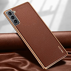 Handyhülle Hülle Luxus Leder Schutzhülle S09 für Samsung Galaxy S21 Plus 5G Braun