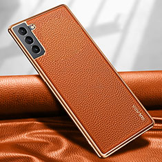 Handyhülle Hülle Luxus Leder Schutzhülle S09 für Samsung Galaxy S21 Plus 5G Orange
