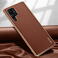 Handyhülle Hülle Luxus Leder Schutzhülle S09 für Samsung Galaxy S23 Ultra 5G Braun