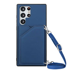 Handyhülle Hülle Luxus Leder Schutzhülle Y01B für Samsung Galaxy S21 Ultra 5G Blau