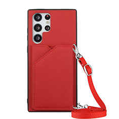 Handyhülle Hülle Luxus Leder Schutzhülle Y01B für Samsung Galaxy S21 Ultra 5G Rot