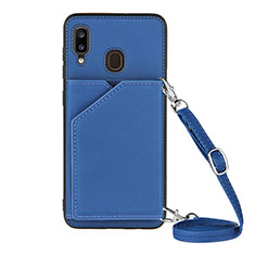 Handyhülle Hülle Luxus Leder Schutzhülle Y02B für Samsung Galaxy A30 Blau