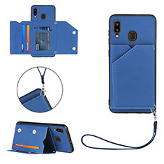 Handyhülle Hülle Luxus Leder Schutzhülle Y03B für Samsung Galaxy A30 Blau