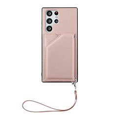 Handyhülle Hülle Luxus Leder Schutzhülle Y03B für Samsung Galaxy S22 Ultra 5G Rosegold