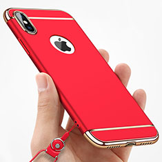Handyhülle Hülle Luxus Metall Rahmen und Kunststoff C02 für Apple iPhone X Rot