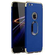 Handyhülle Hülle Luxus Metall Rahmen und Kunststoff mit Fingerring Ständer A01 für Apple iPhone 6 Plus Blau